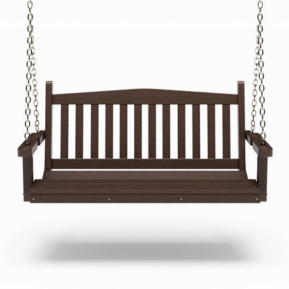 SimplyPoly 5 Foot Amish Made Mission Recycled Plastic Porch Swing, Driftwood Grey Wood Grain