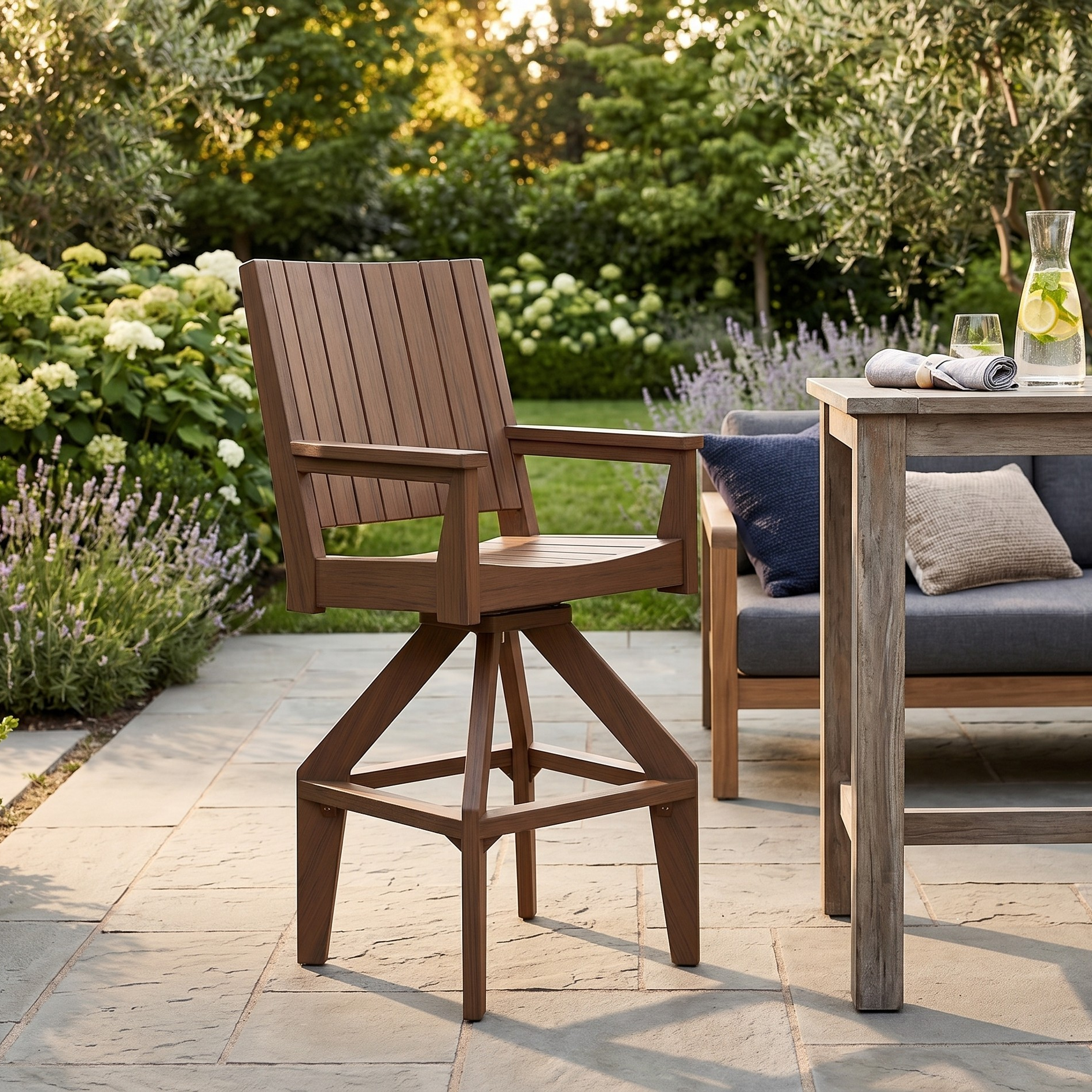 Berlin Gardens Mayhew Outdoor Poly Lumber Chat Extra Tall Swivel Chair