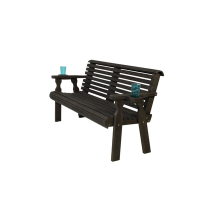 Amish Casual Heavy Duty Roll Back 5 Foot Treated Wood Outdoor Bench