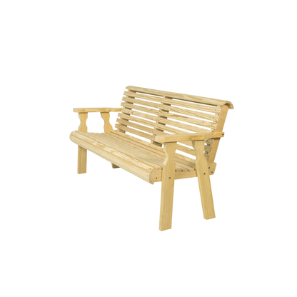 Amish Casual Heavy Duty Roll Back 5 Foot Treated Wood Outdoor Bench