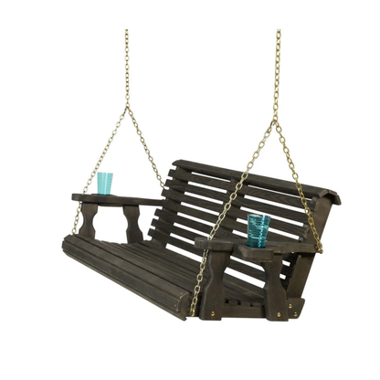 Amish Casual 3 Foot Roll Back Porch Swing in Black Stain