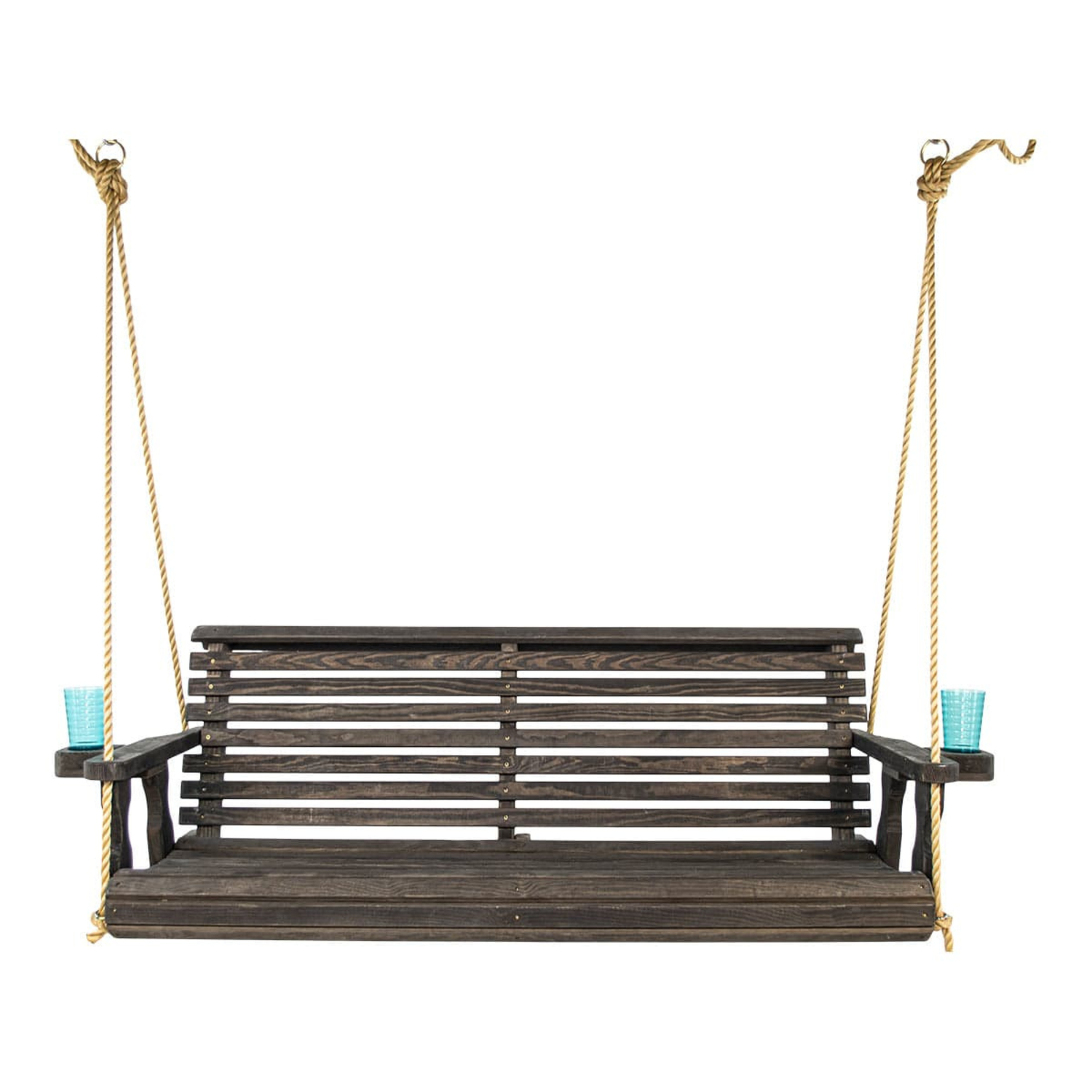 Amish Casual 3 Foot Roll Back Porch Swing in Dark Walnut with Clearcoat