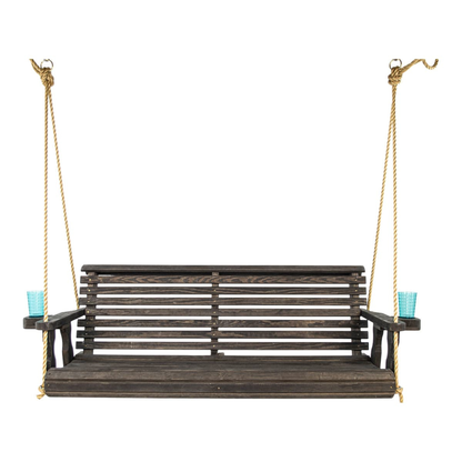 Amish Casual 3 Foot Roll Back Porch Swing in Dark Walnut with Clearcoat
