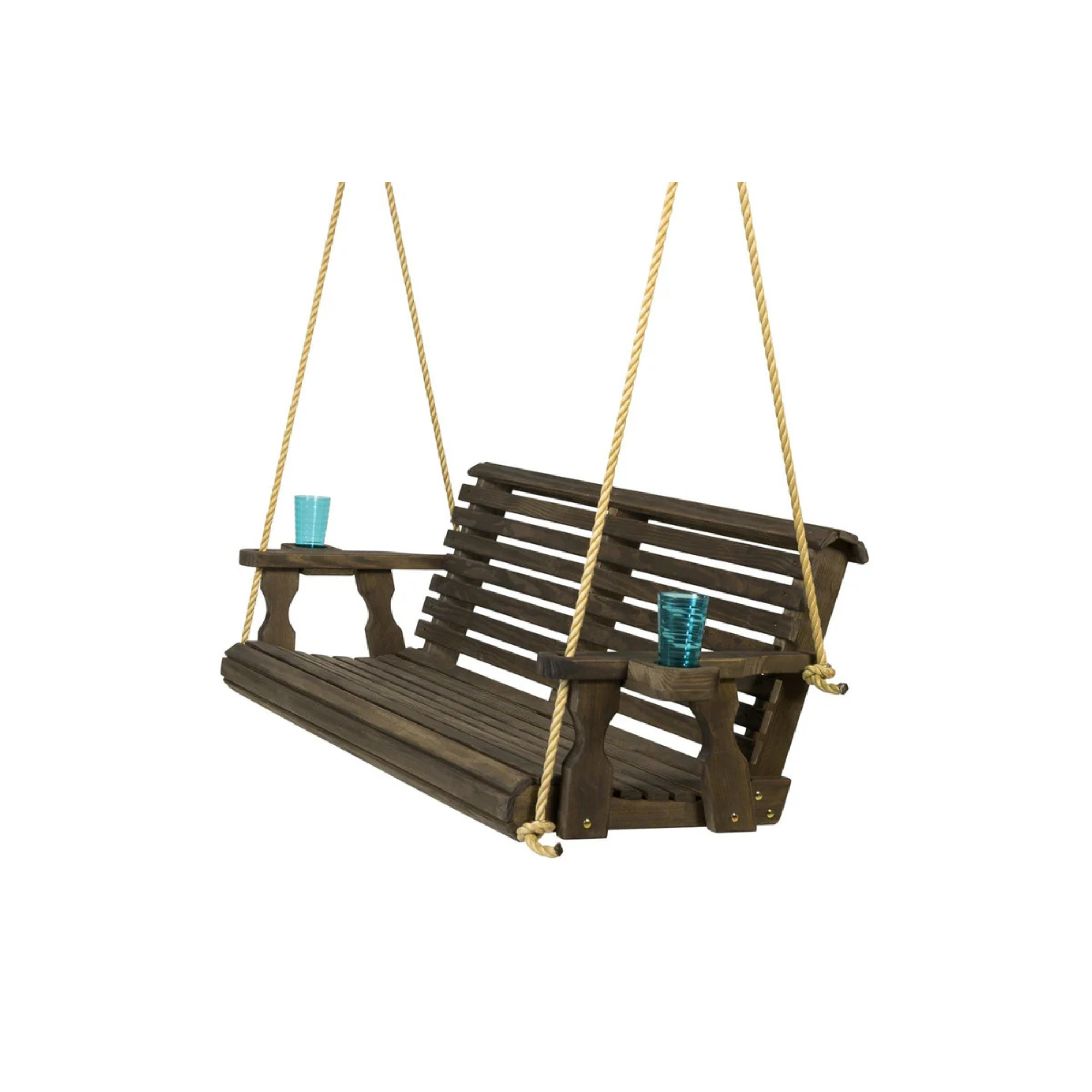Amish Casual 3 Foot Roll Back Porch Swing in Dark Walnut with Clearcoat