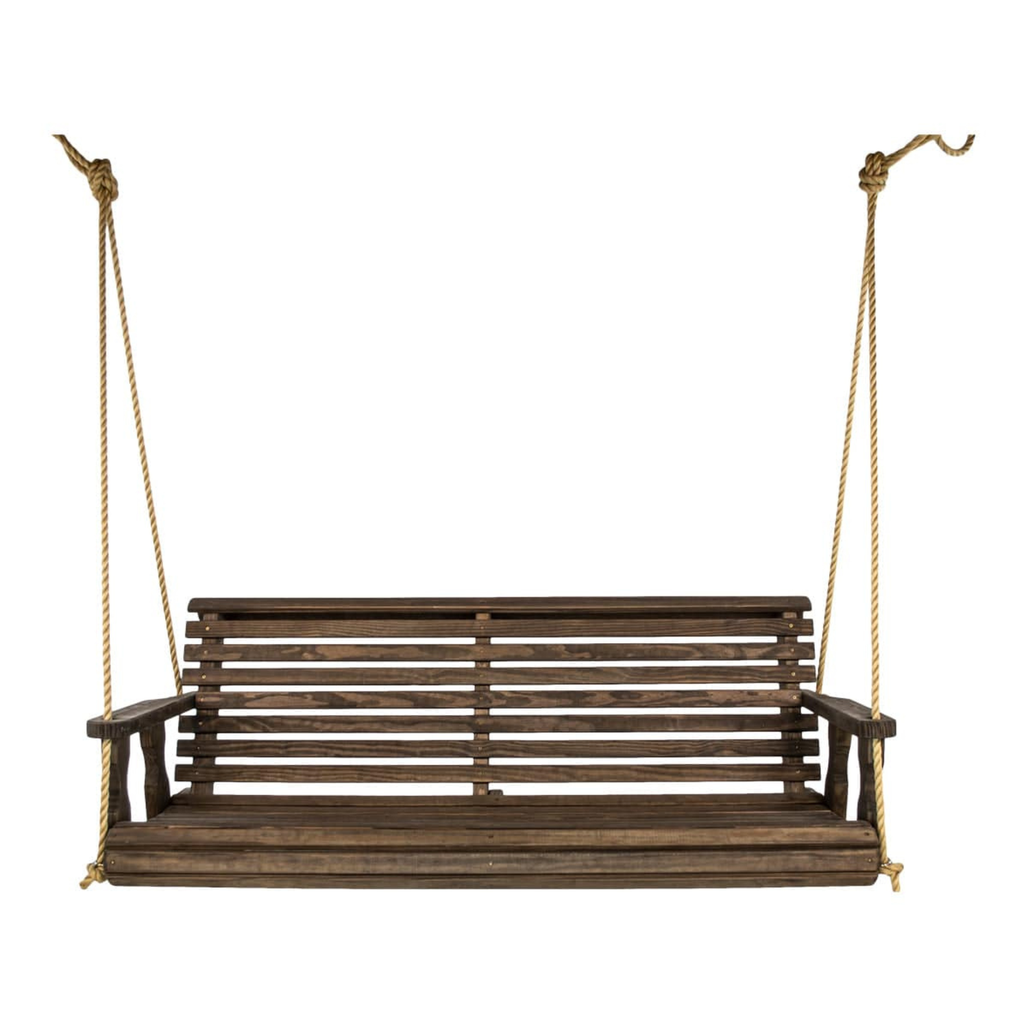 Amish Casual 5 Foot Roll Back Porch Swing in Dark Walnut with Clearcoat