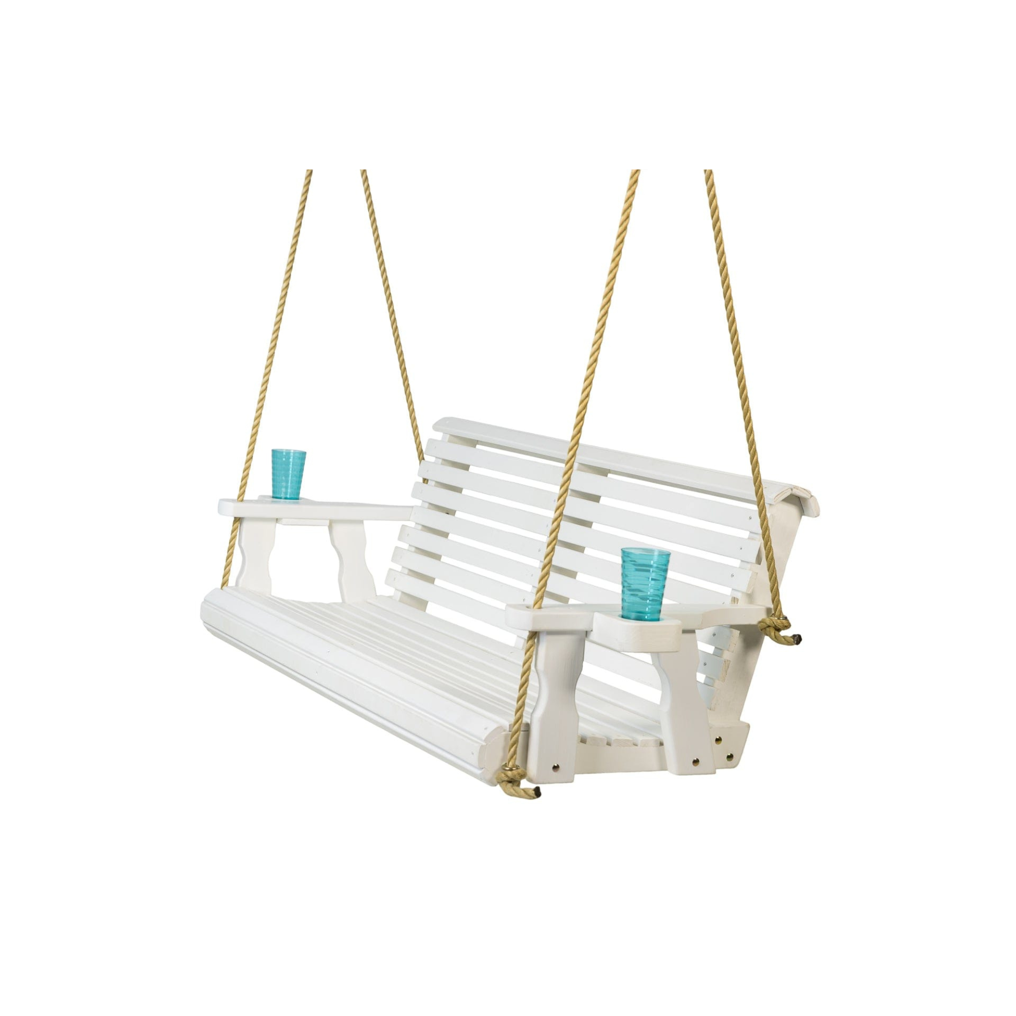 Amish Casual 5 Foot Roll Back Porch Swing in White Stain