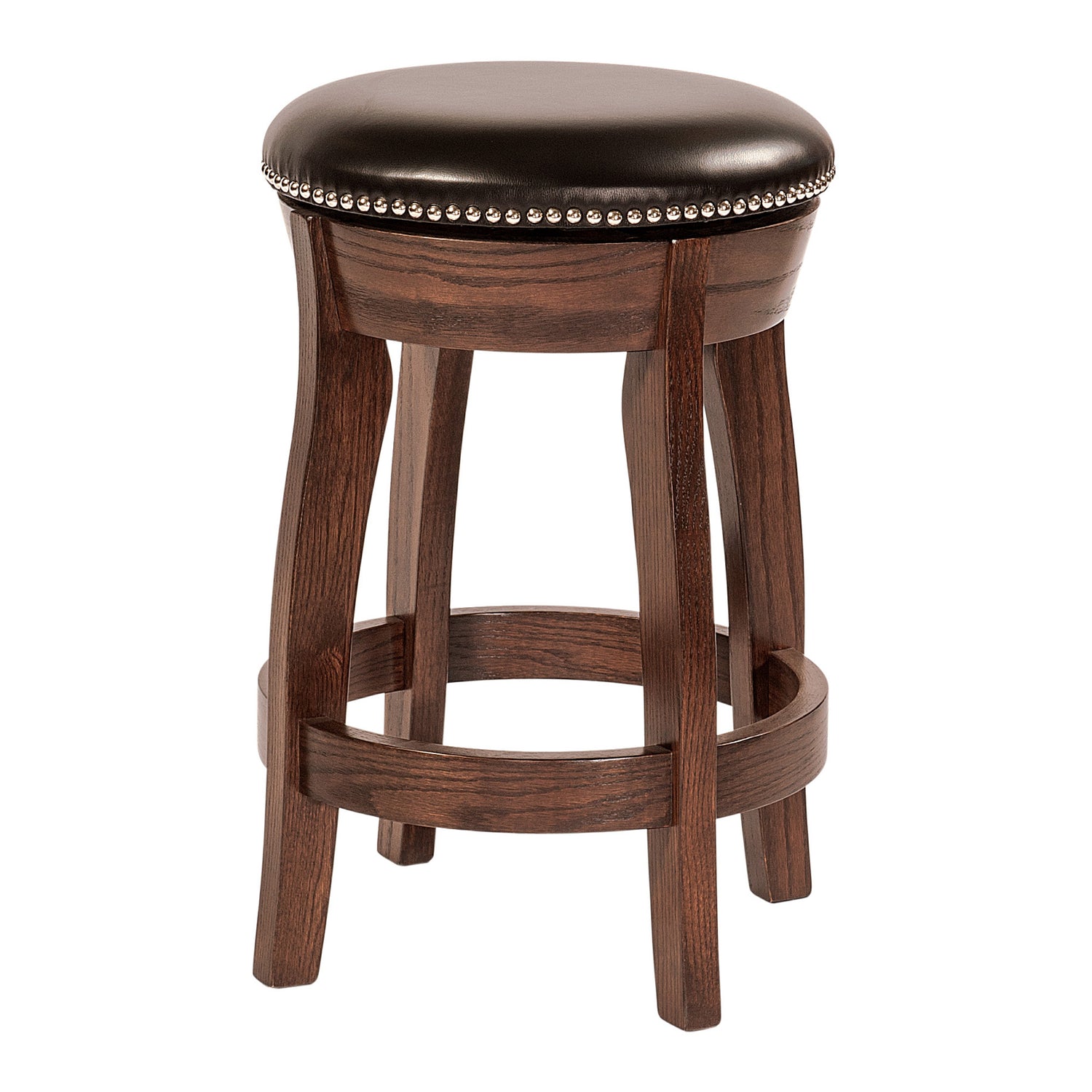 Hoosier Timbercraft Clark Swivel Leather Bar Stool