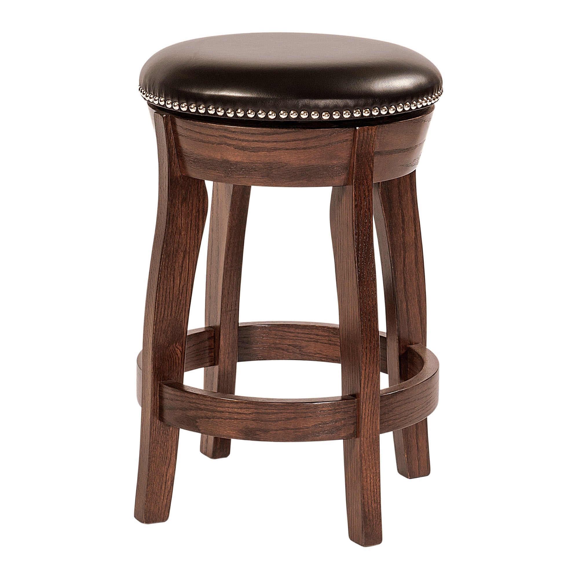 Hoosier Timbercraft Clark Swivel Leather Bar Stool