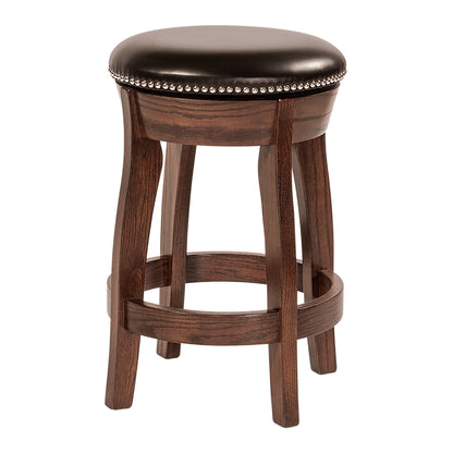Hoosier Timbercraft Clark Swivel Leather Bar Stool