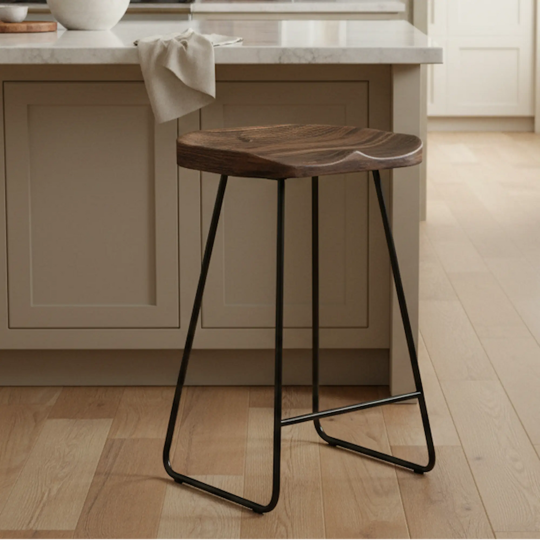 Hoosier Timbercraft Columbia Modern Walnut Bar Stool