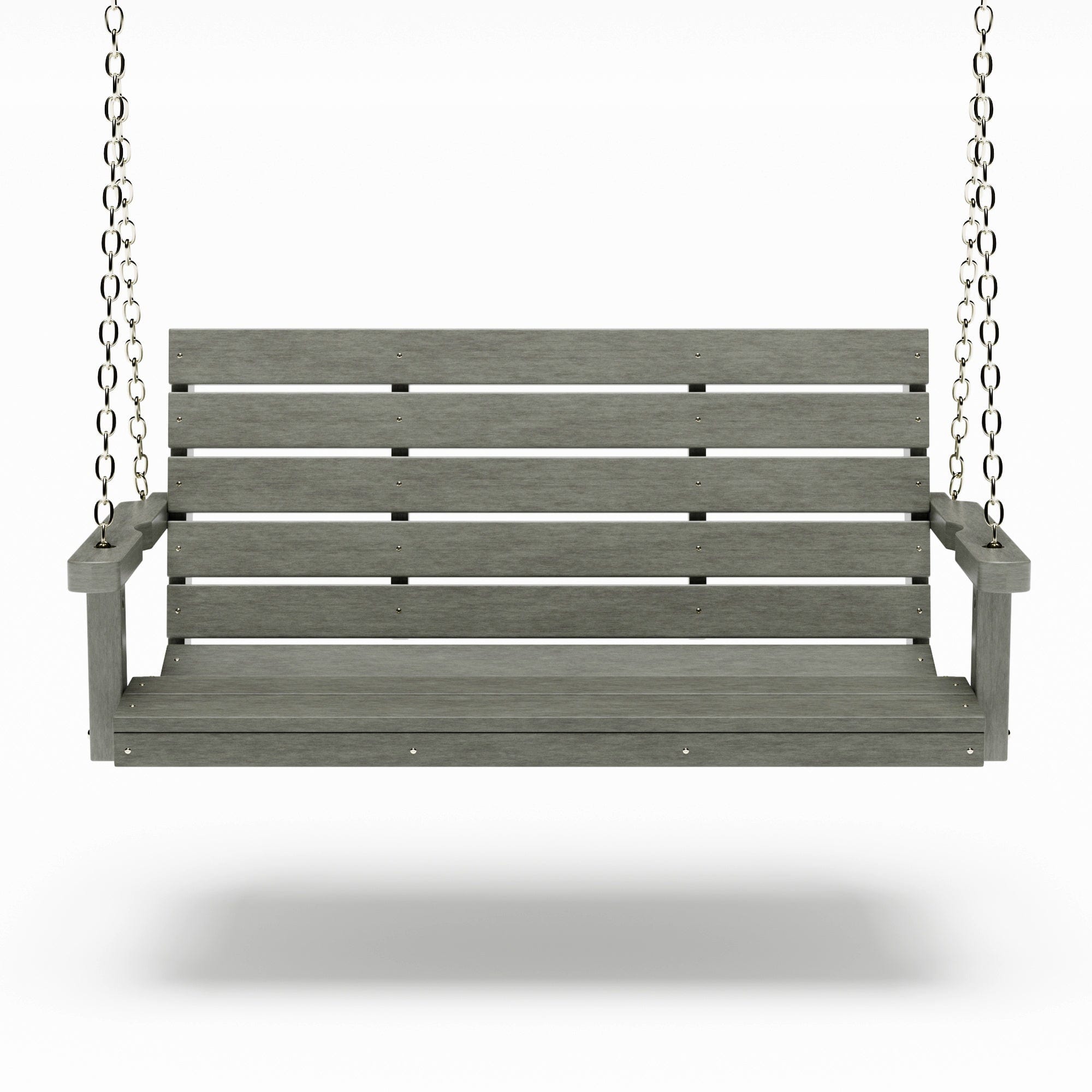 SimplyPoly 4 Foot Amish Made Signature Recycled Plastic Porch Swing, Natural Teak Wood Grain
