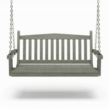 SimplyPoly 4 Foot Amish Made Mission Recycled Plastic Porch Swing, Brazilian Walnut Wood Grain