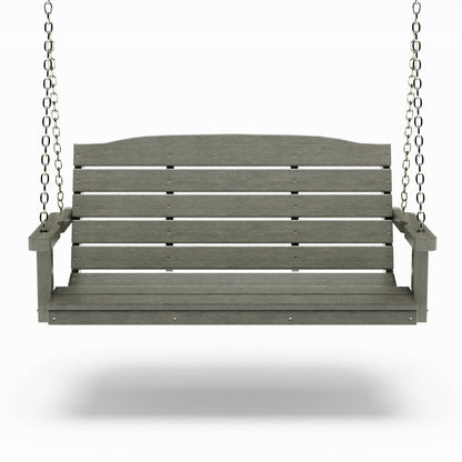 SimplyPoly 5 Foot Amish Made Classic Recycled Plastic Porch Swing, Weathered Wood