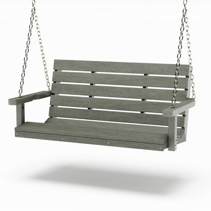 SimplyPoly 4 Foot Amish Made Signature Recycled Plastic Porch Swing, Driftwood Grey Wood Grain