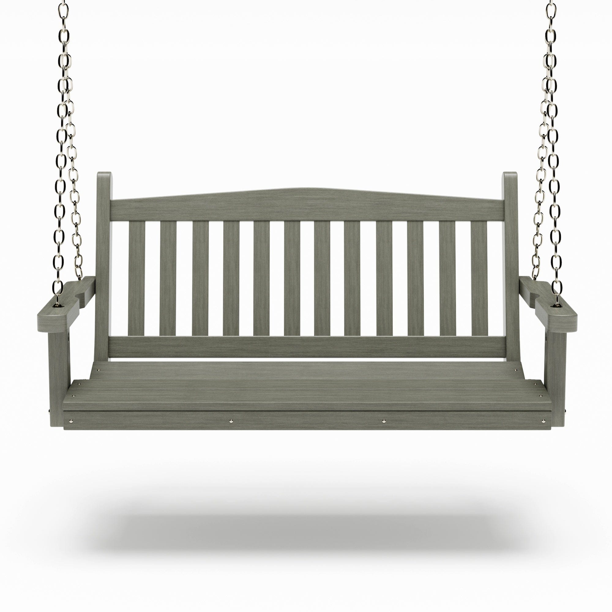 SimplyPoly 5 Foot Amish Made Mission Recycled Plastic Porch Swing, Natural Teak Wood Grain