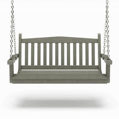 SimplyPoly 4 Foot Amish Made Mission Recycled Plastic Porch Swing, Weathered Wood