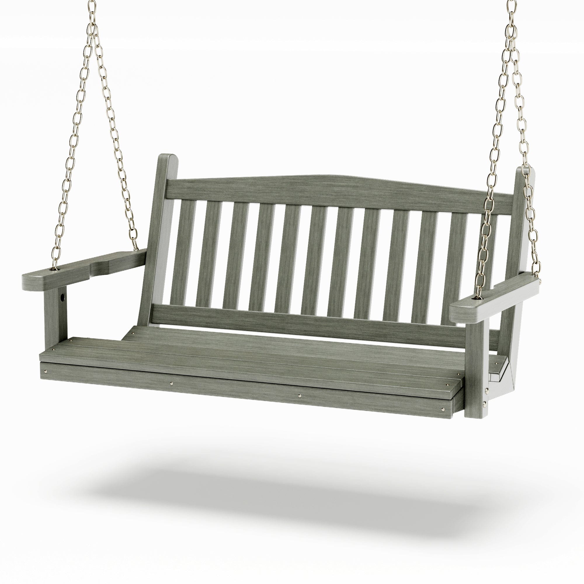 SimplyPoly 5 Foot Amish Made Mission Recycled Plastic Porch Swing, Natural Teak Wood Grain