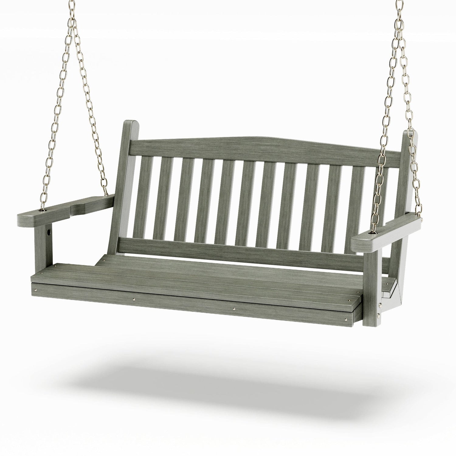 SimplyPoly 4 Foot Amish Made Mission Recycled Plastic Porch Swing, Driftwood Grey Wood Grain