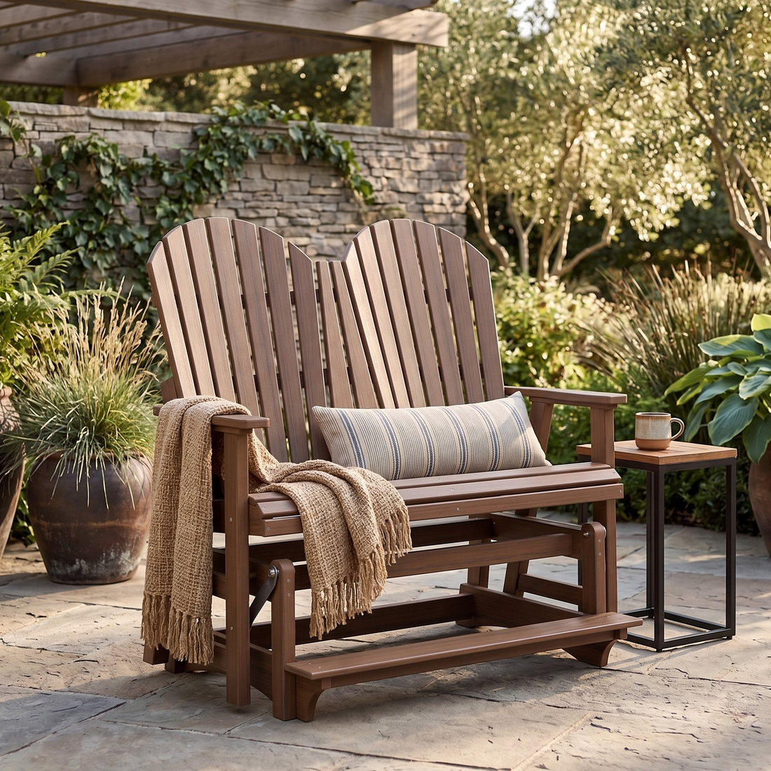 Berlin Gardens Comfo Back Outdoor Poly Lumber Double Counter Glider