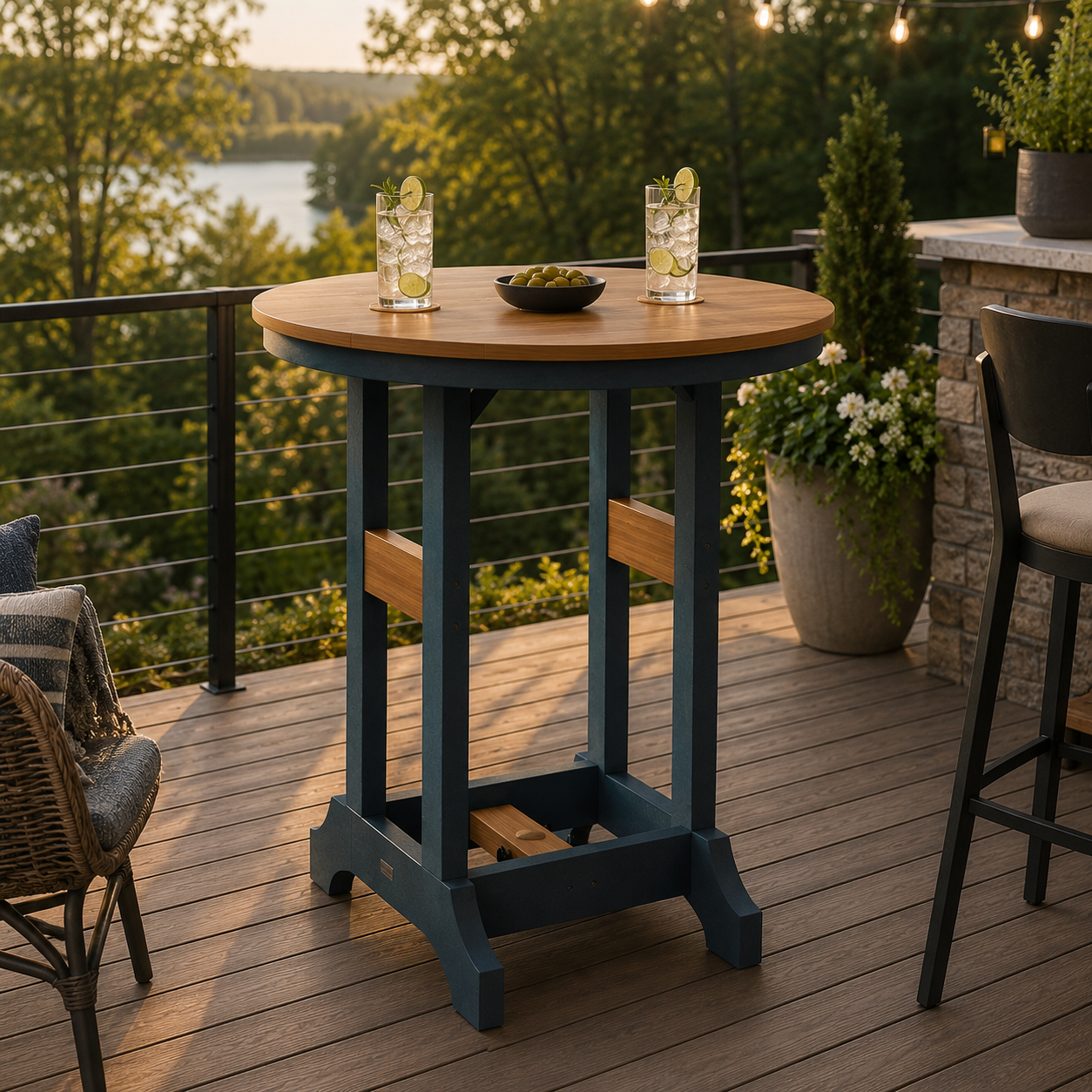 Berlin Gardens Garden Classic Outdoor Poly Lumber Round Bar Table