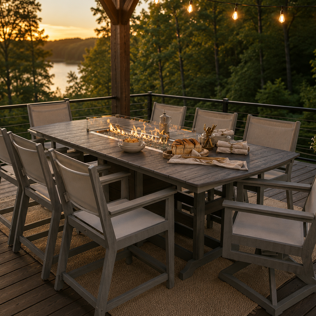 Berlin Gardens Garden Classic Outdoor Poly Lumber Fire Pit Counter Height Dining Table