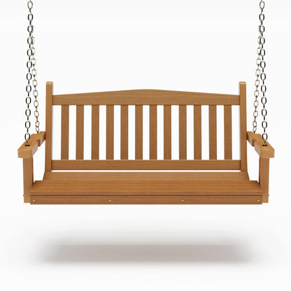 SimplyPoly 5 Foot Amish Made Mission Recycled Plastic Porch Swing, Weathered Wood