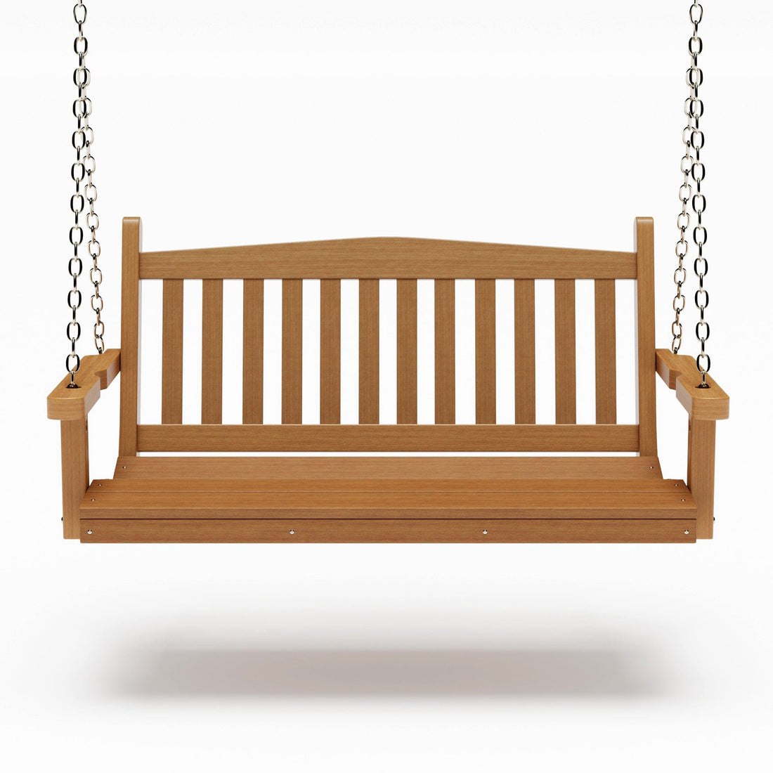 SimplyPoly 4 Foot Amish Made Mission Recycled Plastic Porch Swing, Natural Teak Wood Grain