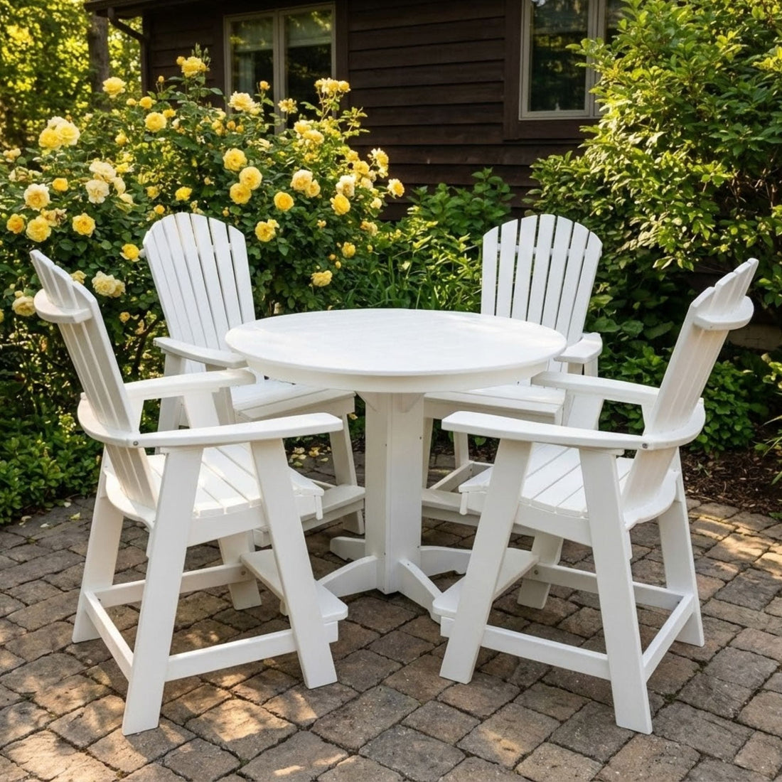 Keystone Amish Co. Sunburst 5-Piece Counter Height Poly Round Dining Set