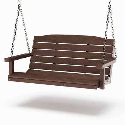 SimplyPoly 5 Foot Amish Made Classic Recycled Plastic Porch Swing, Weathered Wood