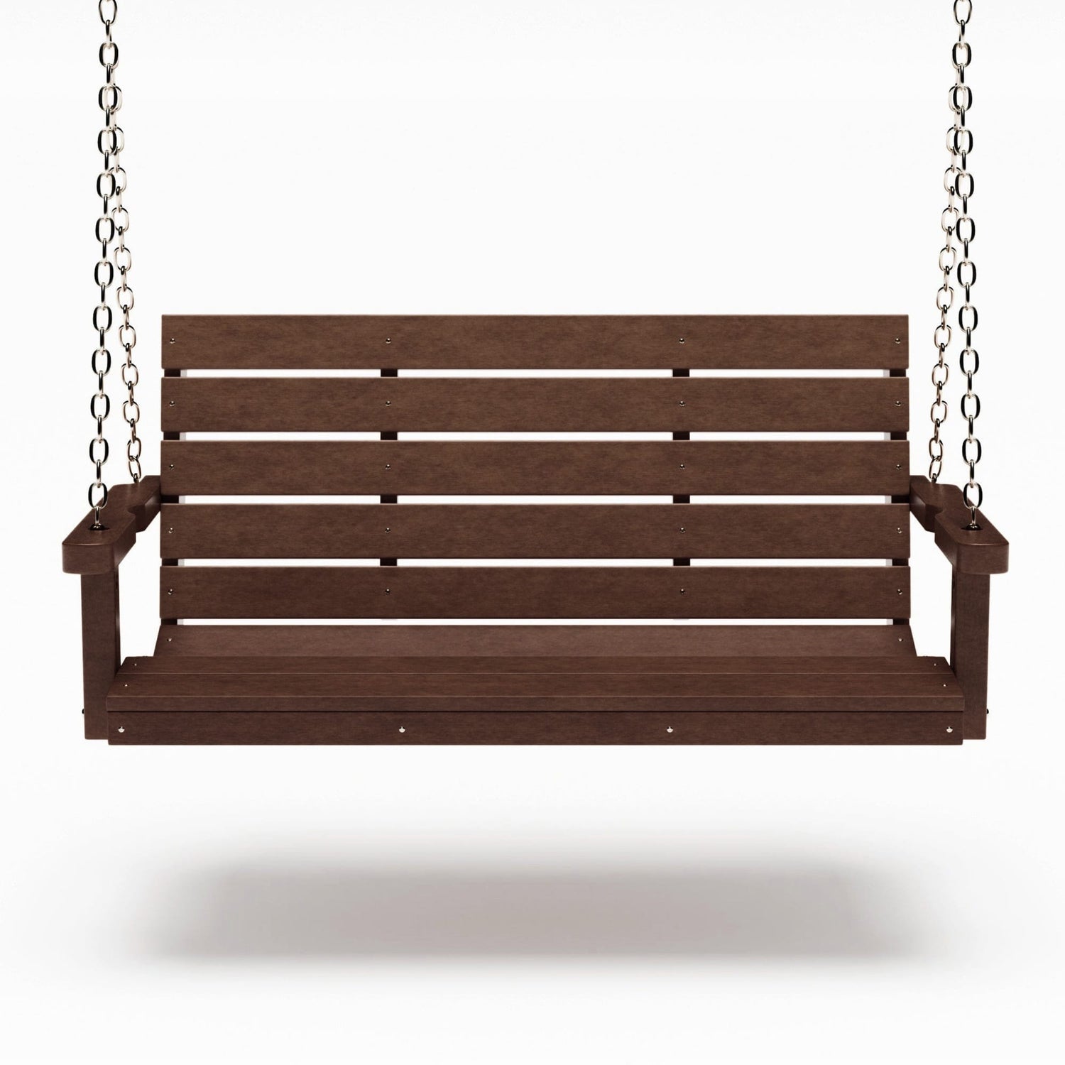SimplyPoly 4 Foot Amish Made Signature Recycled Plastic Porch Swing, Natural Teak Wood Grain