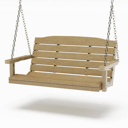 SimplyPoly 4 Foot Amish Made Classic Recycled Plastic Porch Swing, Black