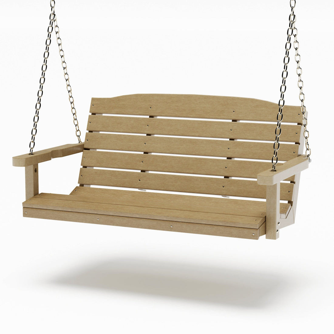 SimplyPoly 4 Foot Amish Made Classic Recycled Plastic Porch Swing, Weathered Wood