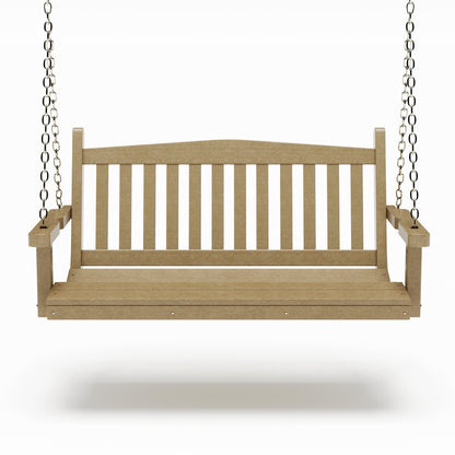 SimplyPoly 5 Foot Amish Made Mission Recycled Plastic Porch Swing, Driftwood Grey Wood Grain