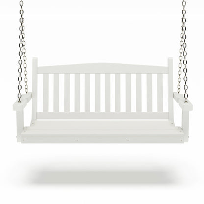SimplyPoly 4 Foot Amish Made Mission Recycled Plastic Porch Swing, Natural Teak Wood Grain