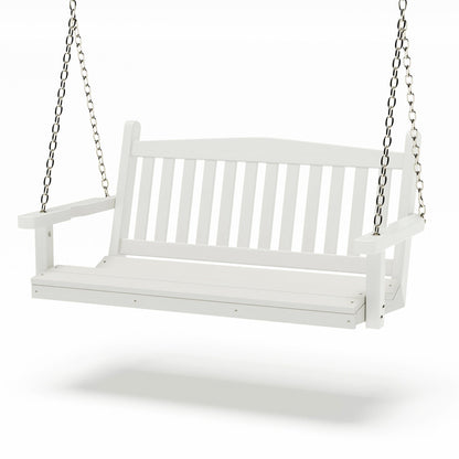 SimplyPoly 4 Foot Amish Made Mission Recycled Plastic Porch Swing, Birchwood Wood Grain