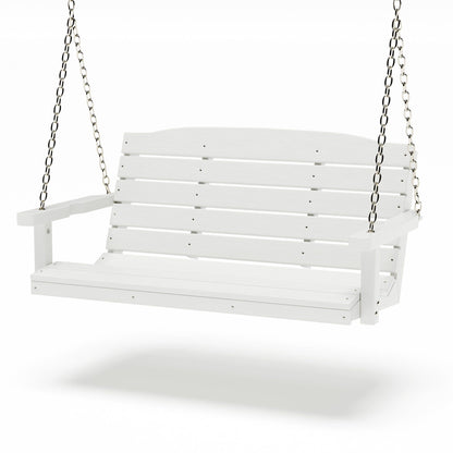 SimplyPoly 5 Foot Amish Made Classic Recycled Plastic Porch Swing, Weathered Wood