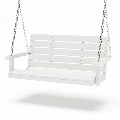 SimplyPoly 5 Foot Amish Made Signature Recycled Plastic Porch Swing, Birchwood Wood Grain